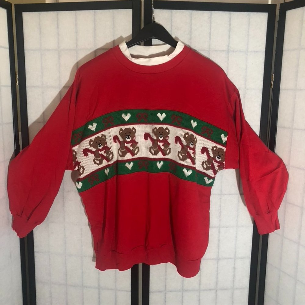 Ugly Christmas Sweater Teddy Bears Sweatshirt XL